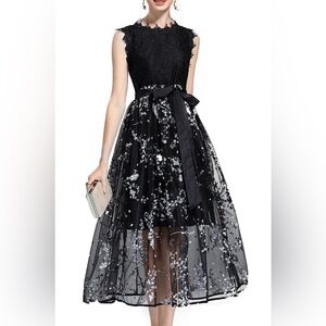 MISSLOOK Black and White Floral Dress